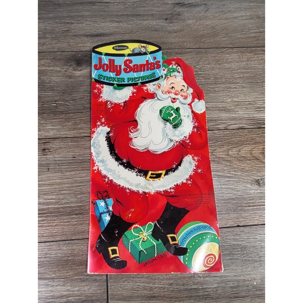 Vtg. 1968'JOLLY SANTA'S STICKER PICTURES Book 14 in. Whitman‎ Jason Lee